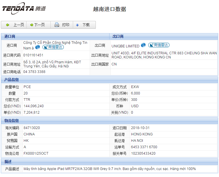 海关数据,进出口数据,进口数据,K8凯发(中国),贸易,越南